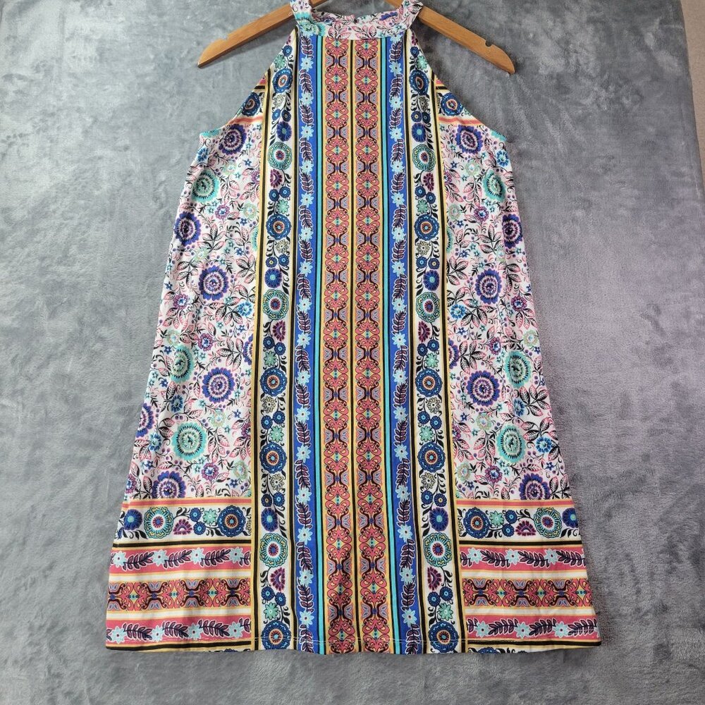As U Wish Juniors Womens Dress Small Multicolor Boho Festival Sleeveless Mini